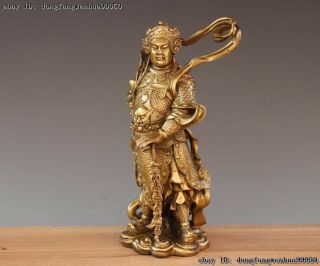 China Brass Copper Dragon Wei Tuo Weituo Warrior Protection Of God Buddha Statue 2