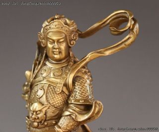 China Brass Copper Dragon Wei Tuo Weituo Warrior Protection Of God Buddha Statue 3