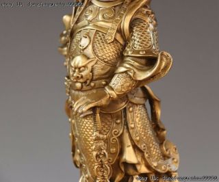 China Brass Copper Dragon Wei Tuo Weituo Warrior Protection Of God Buddha Statue 4