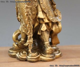 China Brass Copper Dragon Wei Tuo Weituo Warrior Protection Of God Buddha Statue 5