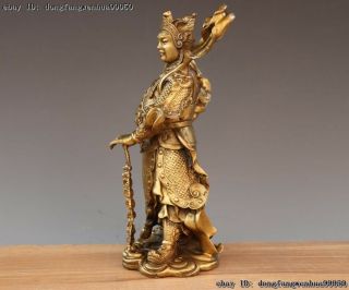 China Brass Copper Dragon Wei Tuo Weituo Warrior Protection Of God Buddha Statue 9