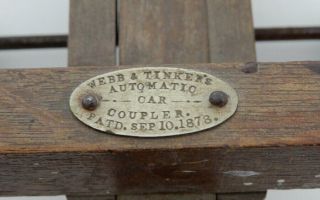 1878 U.  S.  PATENT MODEL “WEBB & TINKERS AUTOMATIC CAR COUPLER” RAILROAD 5