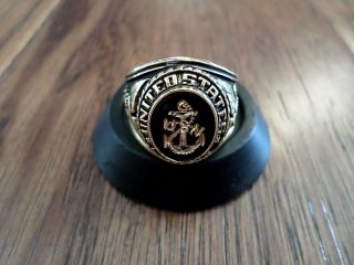 U.  S NAVY MILITARY 18K ELECTROPLATE RING SAPPHIRE CRYSTAL U.  S MADE SIZE 11 8