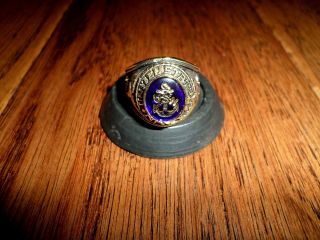 U.  S NAVY MILITARY 18K ELECTROPLATE RING SAPPHIRE CRYSTAL U.  S MADE SIZE 11 9