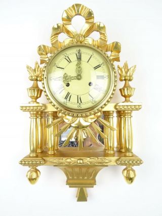 Vintage Antique Jmp Swedish Wall Clock Mid Century Gilt (westerstrand Mora Era)