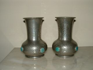 Ashberry,  Arts & Crafts Pewter Vases,  With Ruskin Mounts