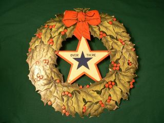 Ww1 “over There” Service Flag / Christmas Wreath,  Nr