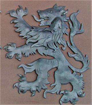 Scottish Fighting Lion Plaque Shield Crest Wrought Iron By Blacksmith Left Face