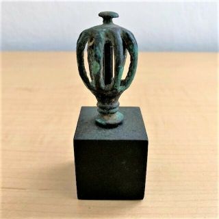 Ancient Persian Pomegranate Shape Finial For Bronze Dress Pin - 800 Bc On Stand