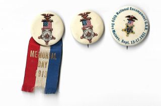 Grand Army Of The Republic G.  A.  R.  Group Of Veterans Pinback 