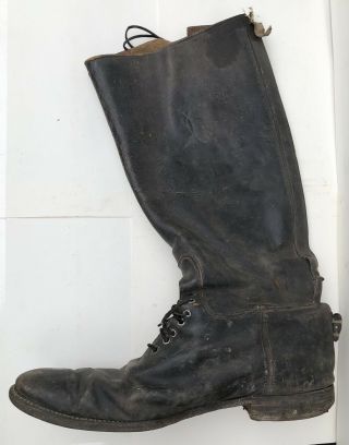 Vintage Black Antique Leather Riding Boots LEE GRIFFITH Signed 2