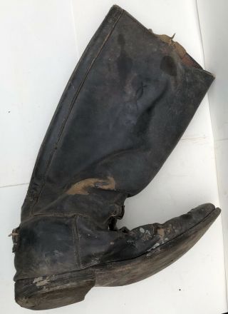 Vintage Black Antique Leather Riding Boots LEE GRIFFITH Signed 8