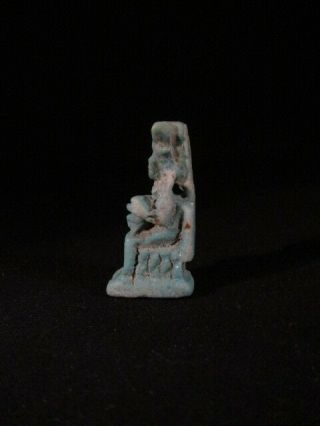 Ancient Egyptian faience isis nursing horus amulet - late period - 2