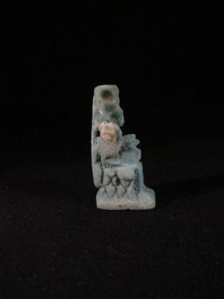 Ancient Egyptian faience isis nursing horus amulet - late period - 3