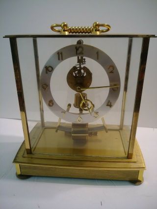 Vintage Kundo Electronic Kieninger & Obergfell Mantle Brass Clock West Germany 2