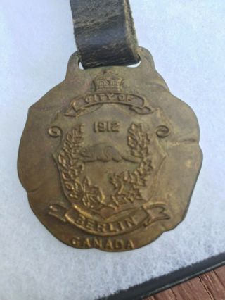 Rare Pre Ww1 1912 Berlin Canada Celebration Of Cityhood Watch Fob Medal Antique