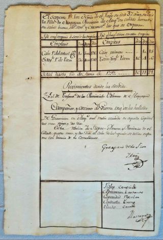 Peru Military Dismissal Document 1797 Colonial Manuscript Campaign Tupac Amaru