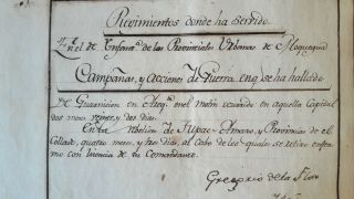 PERU military dismissal document 1797 colonial manuscript campaign Tupac Amaru 2