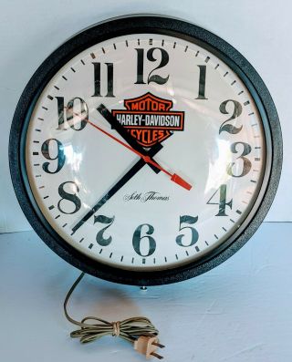 Vintage Seth Thomas Harley Davidson Electric School Shop Wall Clock 0709 - 001