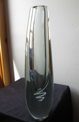 Vintage MID CENTURY Large Gunnel NYMAN Nuutajarvi Notsjo Serpentini GLASS Vase 2