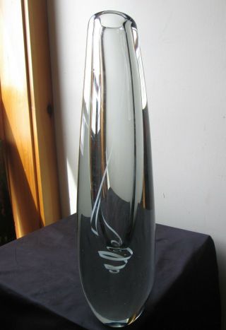 Vintage MID CENTURY Large Gunnel NYMAN Nuutajarvi Notsjo Serpentini GLASS Vase 4