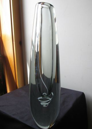 Vintage MID CENTURY Large Gunnel NYMAN Nuutajarvi Notsjo Serpentini GLASS Vase 5