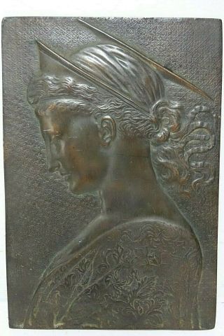 Very Old Bronzed Relief Plaque Of St Cecila Donatello - Rare - L@@k