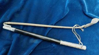 ANTIQUE RUSSIAN NAGAIKA COSSACK SOLID SILVER NIELLO HORSE RIDING CROP WHIP 3
