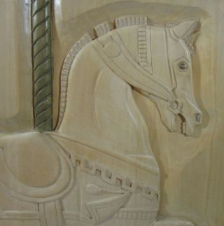 Vtg Hand Carved Carousel Horse Wood Picture Relief Carving by George Updegraff 3
