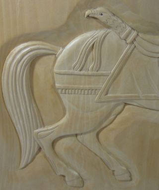 Vtg Hand Carved Carousel Horse Wood Picture Relief Carving by George Updegraff 4