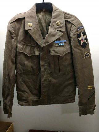 Korean War 2nd Infantry Division 2id Patched Korea Tab Ike Jacket Cib