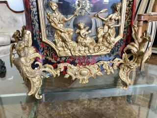 Mid Century French Bronze Louis XV Style Boulle Inlay Large Mantle Clock 3