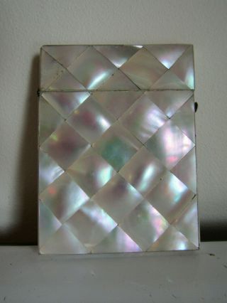 Antique Mother Of Pearl Hinged Lid Calling Card Case Victorian Era