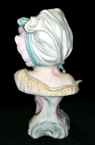 Antique German KPM VICTORIAN LITTLE GIRL DOLL Bisque Porcelain Bust Figurine 4