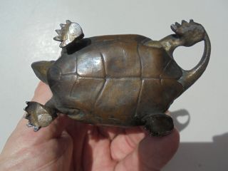 Antique Vintage Chinese Bronze Turtle Figural Hotel Front Desk Counter Tap Bell 9