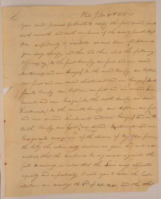 1815 Philadelphia Pennsylvania Militia Letter To Elect Officers Captains Ensigns