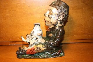 Antique Cast Iron Paddy And The Pig Mechanical Bank By J & E Stevens C.  1882