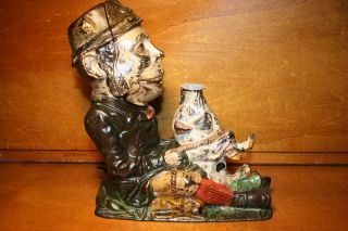 Antique Cast Iron PADDY AND THE PIG Mechanical Bank by J & E Stevens c.  1882 3