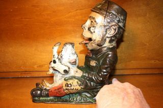 Antique Cast Iron PADDY AND THE PIG Mechanical Bank by J & E Stevens c.  1882 5