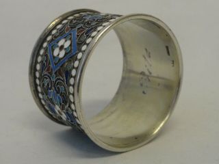 Antique Russian 84 silver cloisonne enamel napkin ring by Gustav Klingert 11