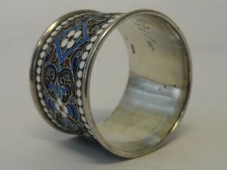 Antique Russian 84 silver cloisonne enamel napkin ring by Gustav Klingert 12