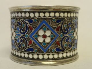 Antique Russian 84 Silver Cloisonne Enamel Napkin Ring By Gustav Klingert