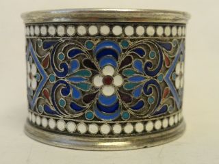 Antique Russian 84 silver cloisonne enamel napkin ring by Gustav Klingert 2