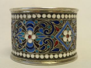 Antique Russian 84 silver cloisonne enamel napkin ring by Gustav Klingert 3