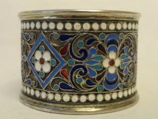 Antique Russian 84 silver cloisonne enamel napkin ring by Gustav Klingert 4