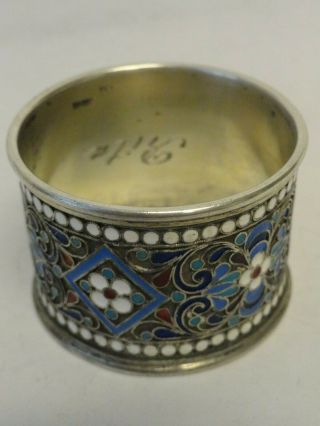 Antique Russian 84 silver cloisonne enamel napkin ring by Gustav Klingert 5