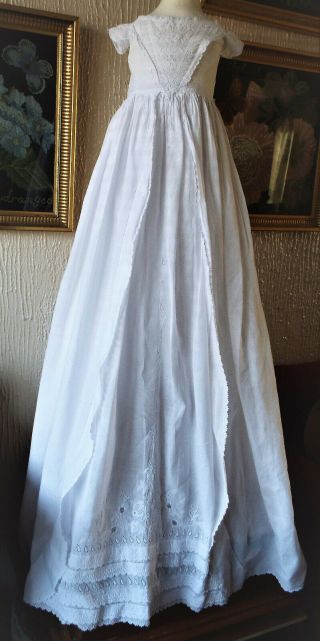 Antique Ayrshire Embroidered Baby Christening Gown