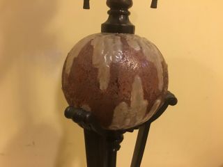 Handel Lamp Base,  Rare Pattern Described As Lava Glass By Some.  Antique. 2