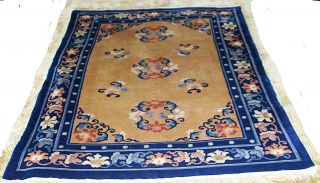 Antique Authentic 1910 Chinese Peking All Wool Art Deco Hand Knotted Rug 4x6