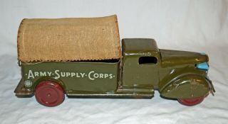 Wyandotte Army Truck Circa 1938 - Art Deco Pressed Steel -